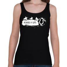 PRINTFASHION Horses are my life -  Fehér-fekete - Női atléta - Fekete