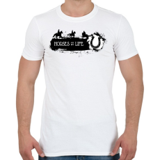 PRINTFASHION Horses are my life -  Fekete-fehér - Férfi póló - Fehér