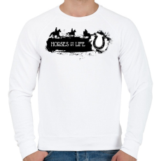 PRINTFASHION Horses are my life -  Fekete-fehér - Férfi pulóver - Fehér