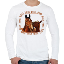 PRINTFASHION Horses  - Férfi hosszú ujjú póló - Fehér férfi póló