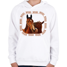 PRINTFASHION Horses  - Gyerek kapucnis pulóver - Fehér gyerek pulóver, kardigán