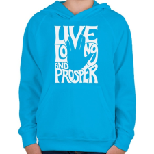 PRINTFASHION Hosszú hasznos életet!  - Gyerek kapucnis pulóver - Azúrkék gyerek pulóver, kardigán