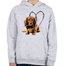 PRINTFASHION hosszú szőrű tacsi - Gyerek kapucnis pulóver - Sport szürke gyerek pulóver, kardigán