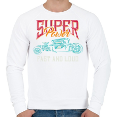 PRINTFASHION Hot rod 01 - Super Power - Férfi pulóver - Fehér