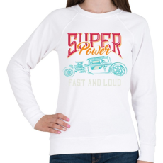 PRINTFASHION Hot rod 01 - Super Power - Női pulóver - Fehér