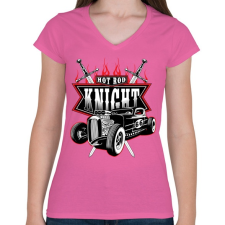 PRINTFASHION HOT ROD király - Női V-nyakú póló - Rózsaszín női póló