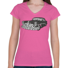 PRINTFASHION Hot rod - Női V-nyakú póló - Rózsaszín női póló