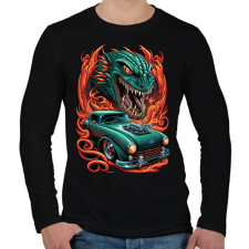 PRINTFASHION Hot Rod Retro autó sárkánnyal - Férfi hosszú ujjú póló - Fekete férfi pulóver, kardigán