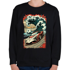 PRINTFASHION Hot Rod versenyautó hullámokkal - Gyerek pulóver - Fekete gyerek pulóver, kardigán