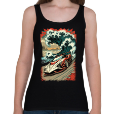 PRINTFASHION Hot Rod versenyautó hullámokkal - Női atléta - Fekete női trikó