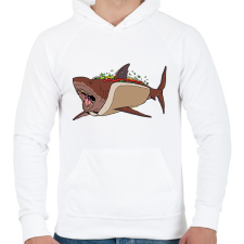 PRINTFASHION Hot Shark - Férfi kapucnis pulóver - Fehér férfi pulóver, kardigán
