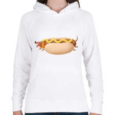 PRINTFASHION Hotdog - Női kapucnis pulóver - Fehér női pulóver, kardigán
