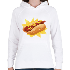 PRINTFASHION Hotdog - Női kapucnis pulóver - Fehér