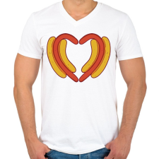 PRINTFASHION Hotdog szív - Férfi V-nyakú póló - Fehér férfi póló