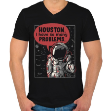 PRINTFASHION Houston, baj van - Férfi V-nyakú póló - Fekete férfi póló