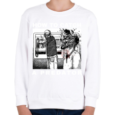 PRINTFASHION HOW TO CATCH A PREDATOR? - Gyerek pulóver - Fehér gyerek pulóver, kardigán