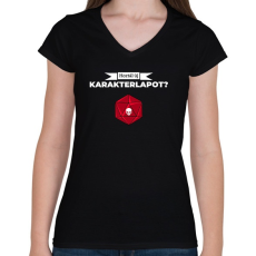 PRINTFASHION Hoztál új karakterlapot? - Női V-nyakú póló - Fekete