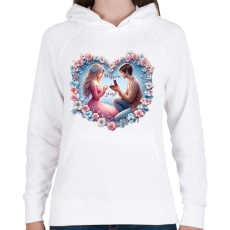 PRINTFASHION Hozzám jössz? - Női kapucnis pulóver - Fehér