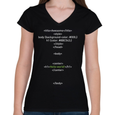 PRINTFASHION HTML - Női V-nyakú póló - Fekete női póló