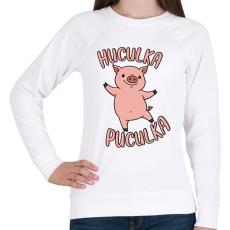 PRINTFASHION Huculka Puculka malac - Női pulóver - Fehér
