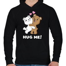 PRINTFASHION Hug me! - Férfi kapucnis pulóver - Fekete