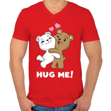 PRINTFASHION Hug me! - Férfi V-nyakú póló - Piros férfi póló