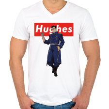 PRINTFASHION Hughes - Férfi V-nyakú póló - Fehér férfi póló