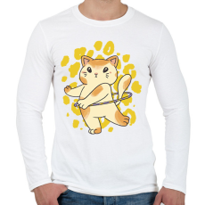 PRINTFASHION Hulahoppos cica - Férfi hosszú ujjú póló - Fehér