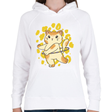 PRINTFASHION Hulahoppos cica - Női kapucnis pulóver - Fehér