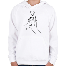 PRINTFASHION Human Hand and Dog's Paw - Gyerek kapucnis pulóver - Fehér gyerek pulóver, kardigán