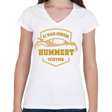PRINTFASHION Hummeres sofőr - Női V-nyakú póló - Fehér női póló