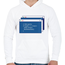 PRINTFASHION Humoros kódolás - Férfi kapucnis pulóver - Fehér