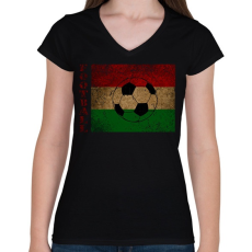 PRINTFASHION hungarian football - Női V-nyakú póló - Fekete