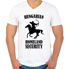 PRINTFASHION Hungarian homeland security - Férfi V-nyakú póló - Fehér férfi póló