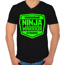 PRINTFASHION Hungarian Ninja Warrior - Férfi V-nyakú póló - Fekete férfi póló