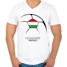 PRINTFASHION Hungary Football - Férfi V-nyakú póló - Fehér férfi póló