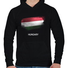 PRINTFASHION Hungary - Magyar zászló - Férfi kapucnis pulóver - Fekete