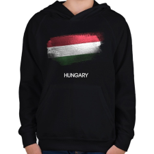 PRINTFASHION Hungary - Magyar zászló - Gyerek kapucnis pulóver - Fekete gyerek pulóver, kardigán