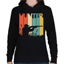 PRINTFASHION Hunter logó - Női kapucnis pulóver - Fekete női pulóver, kardigán
