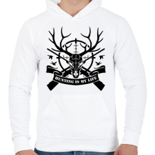 PRINTFASHION Hunting  - Férfi kapucnis pulóver - Fehér férfi pulóver, kardigán