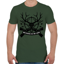 PRINTFASHION Hunting  - Férfi póló - Katonazöld férfi póló