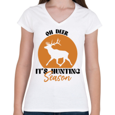 PRINTFASHION Hunting season - Női V-nyakú póló - Fehér női póló