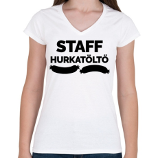 PRINTFASHION Hurkatöltő Staff - Női V-nyakú póló - Fehér