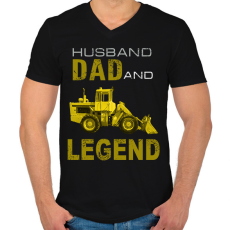 PRINTFASHION HUSBAND AND DAD 1 - Férfi V-nyakú póló - Fekete