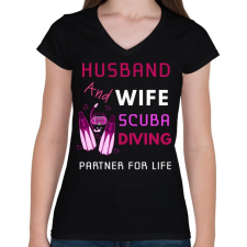 PRINTFASHION HUSBAND AND WIFE - Női V-nyakú póló - Fekete női póló