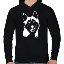 PRINTFASHION husky 2 - Férfi kapucnis pulóver - Fekete férfi pulóver, kardigán