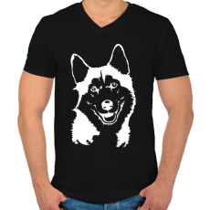 PRINTFASHION husky 2 - Férfi V-nyakú póló - Fekete