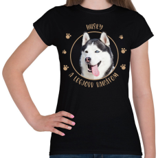 PRINTFASHION Husky - Legjobb barát - Női póló - Fekete