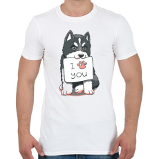 PRINTFASHION Husky love - Férfi póló - Fehér