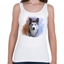 PRINTFASHION husky-portré - Női atléta - Fehér női trikó